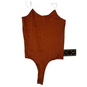 Icon Apparel I/A Womens body suit sleeveless burnt orange ONE SIZE clear straps